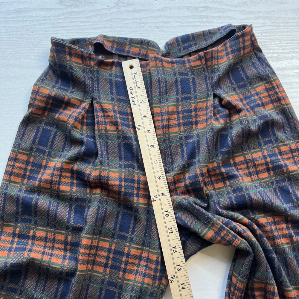 Free People Pants Womens S Brecan High Rise Pleated Plaid Ankle Crop